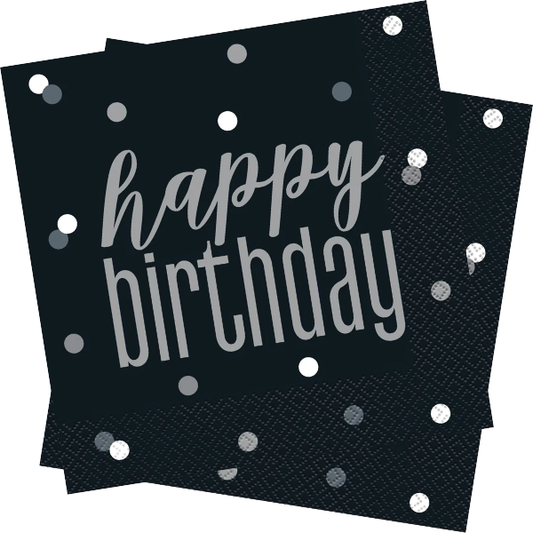 Glitz Black Birthday Napkins