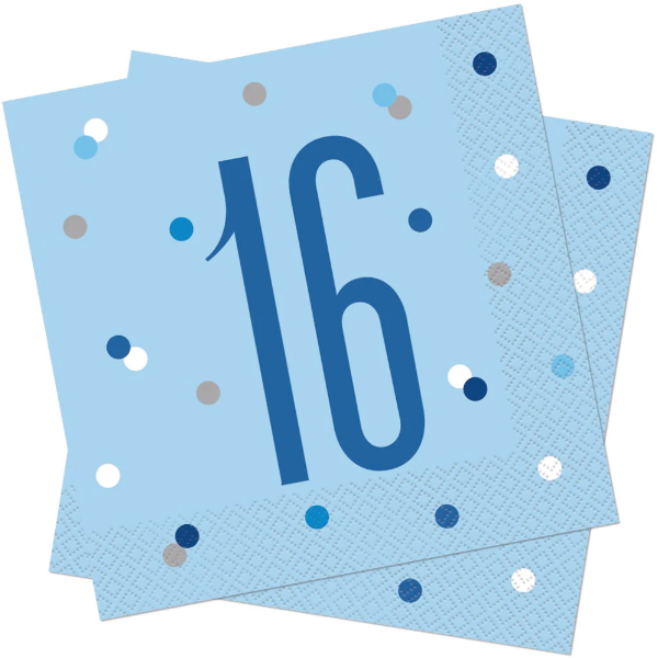 Glitz Blue & Silver Birthday Napkins