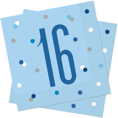 Glitz Blue & Silver Birthday Napkins