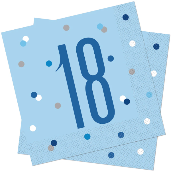 Glitz Blue & Silver Birthday Napkins