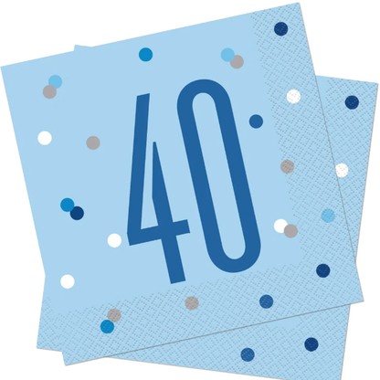 Glitz Blue & Silver Birthday Napkins