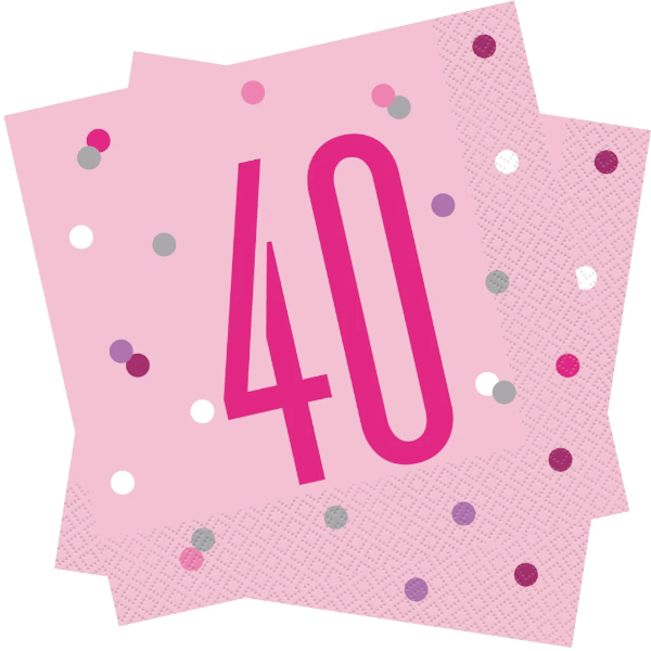 Glitz Pink & Silver Birthday Napkins