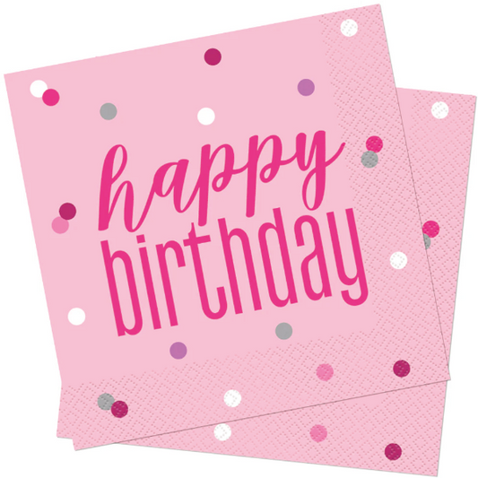 Glitz Pink & Silver Birthday Napkins