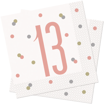 Glitz Rose Gold Birthday Napkins