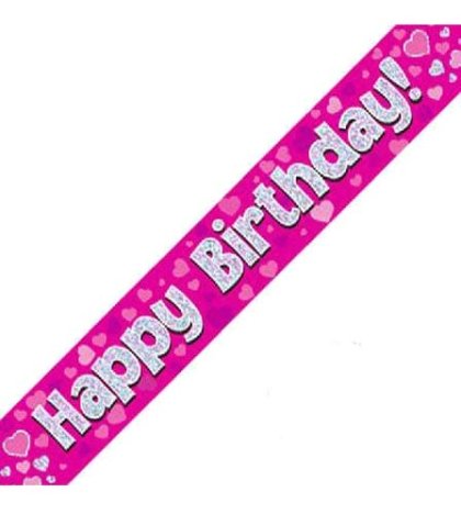 Pink Holographic Birthday Banner