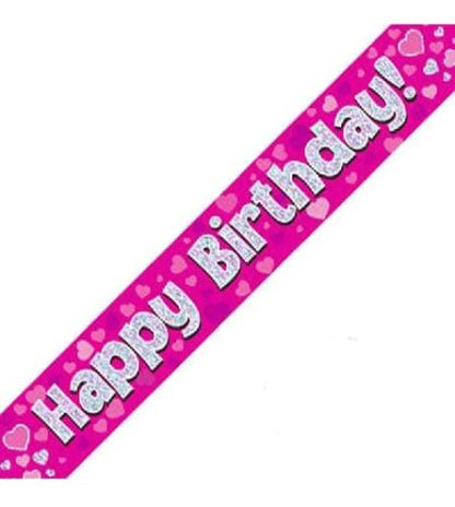 Pink Holographic Birthday Banner