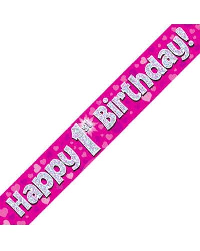 Pink Holographic Birthday Banner