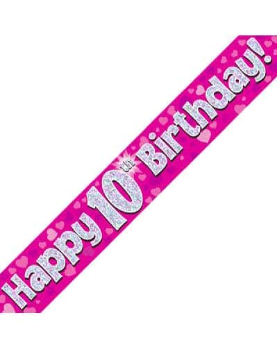 Pink Holographic Birthday Banner