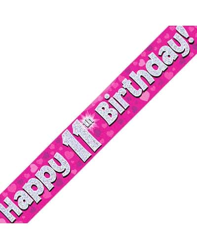 Pink Holographic Birthday Banner