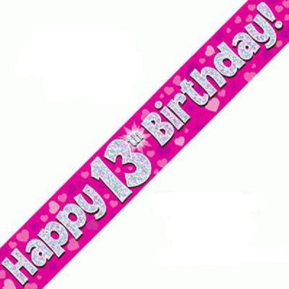 Pink Holographic Birthday Banner