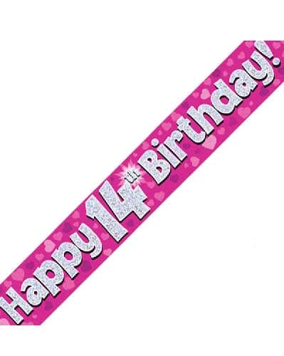 Pink Holographic Birthday Banner