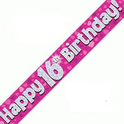 Pink Holographic Birthday Banner