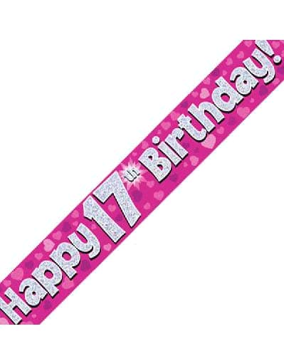 Pink Holographic Birthday Banner