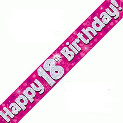 Pink Holographic Birthday Banner