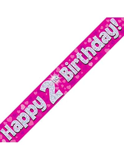 Pink Holographic Birthday Banner