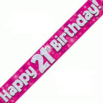 Pink Holographic Birthday Banner