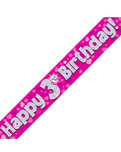 Pink Holographic Birthday Banner