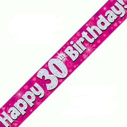 Pink Holographic Birthday Banner