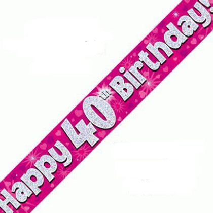 Pink Holographic Birthday Banner