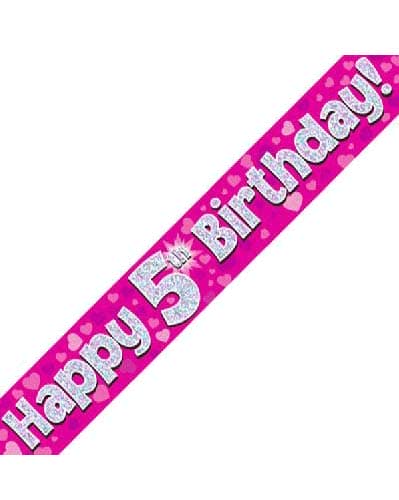 Pink Holographic Birthday Banner