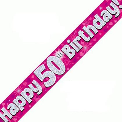 Pink Holographic Birthday Banner