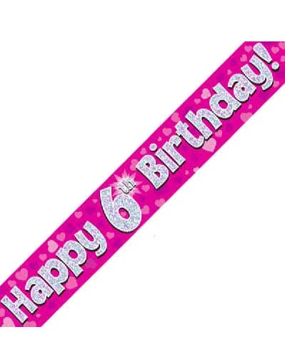 Pink Holographic Birthday Banner