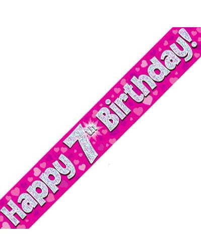 Pink Holographic Birthday Banner