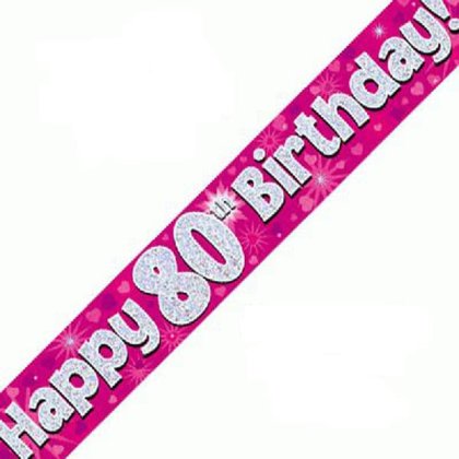 Pink Holographic Birthday Banner