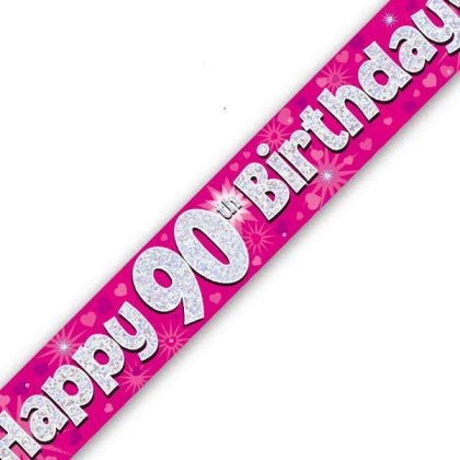 Pink Holographic Birthday Banner