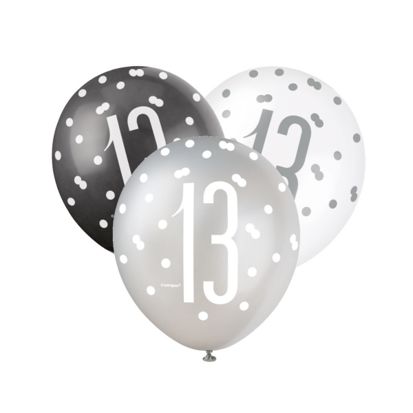 Glitz Black & White Birthday Balloons