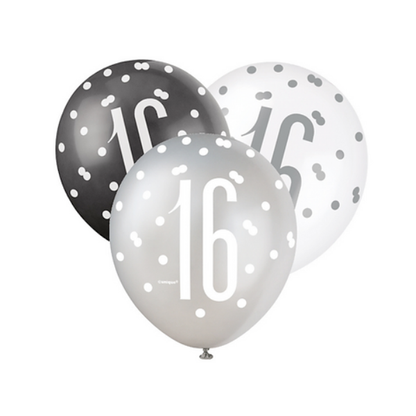 Glitz Black & White Birthday Balloons