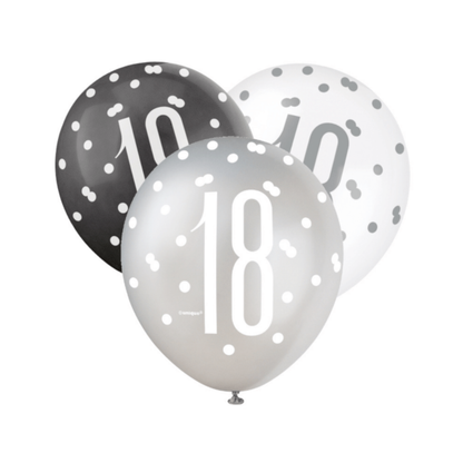 Glitz Black & White Birthday Balloons