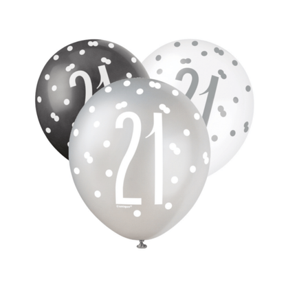 Glitz Black & White Birthday Balloons