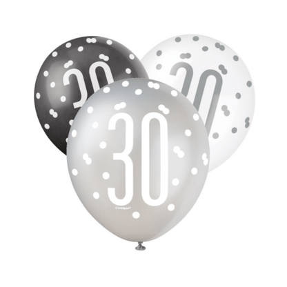 Glitz Black & White Birthday Balloons