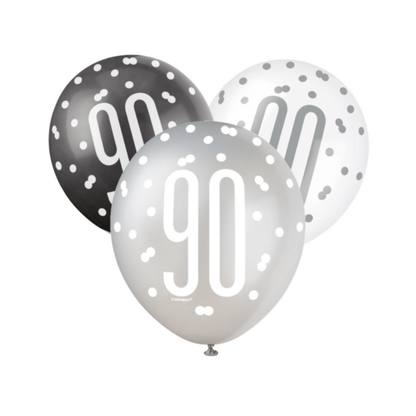 Glitz Black & White Birthday Balloons