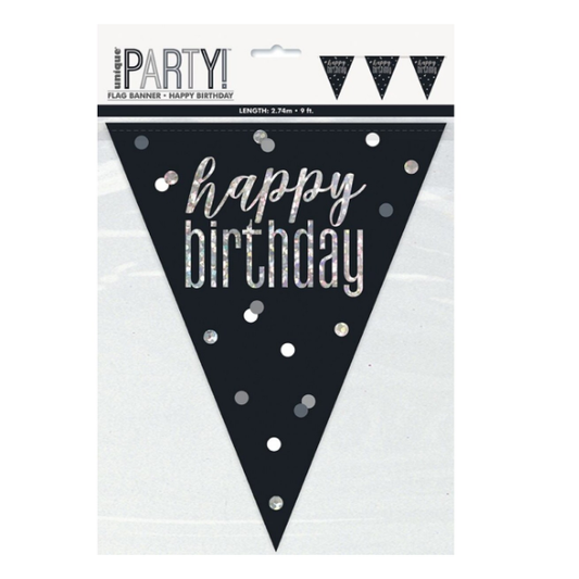 Glitz Black Birthday Bunting