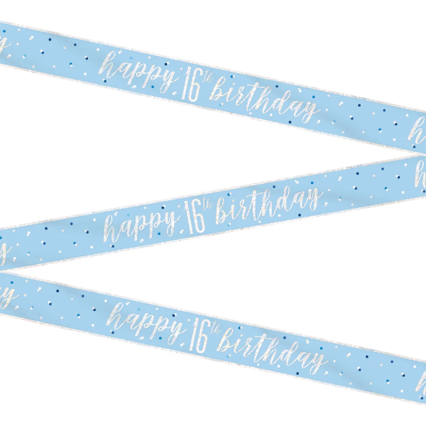 Glitz Blue & Silver Birthday Banner