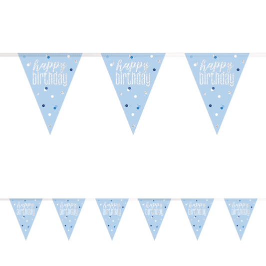 Glitz Blue & Silver Birthday Bunting