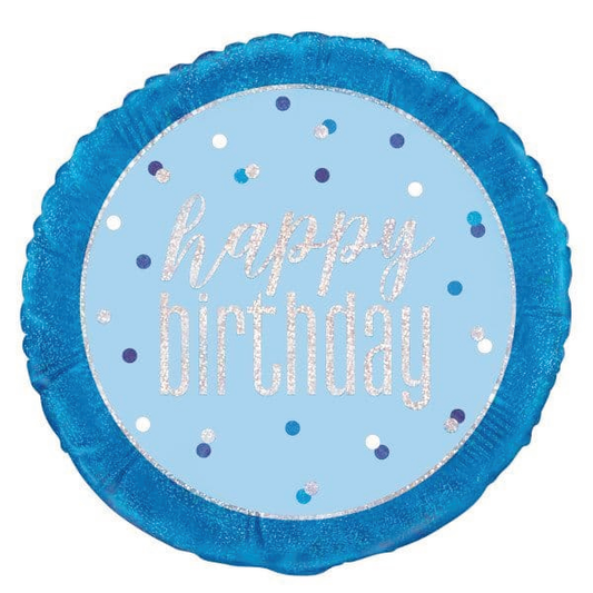 Glitz Blue & Silver Birthday Foil Balloon