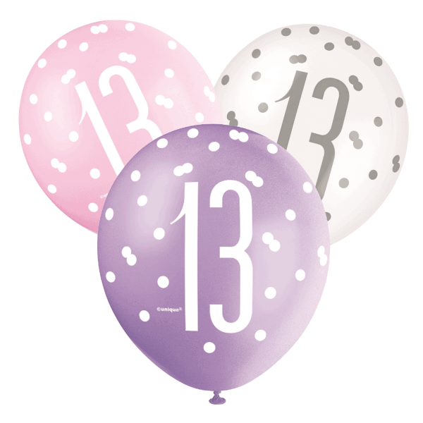 Glitz Pink & Silver Birthday Balloons