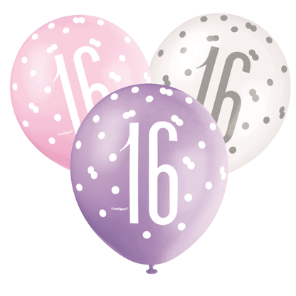 Glitz Pink & Silver Birthday Balloons