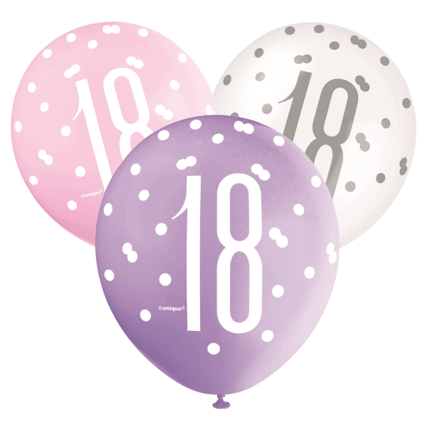 Glitz Pink & Silver Birthday Balloons