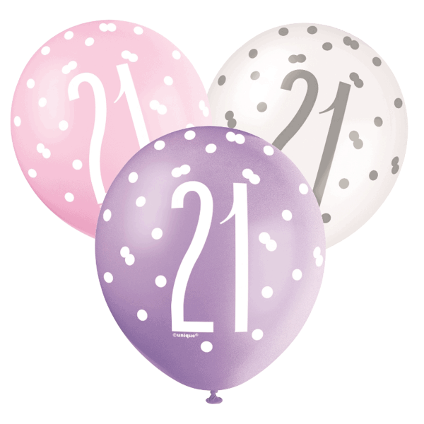 Glitz Pink & Silver Birthday Balloons