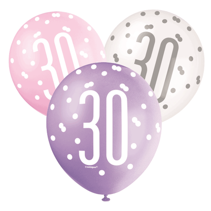 Glitz Pink & Silver Birthday Balloons