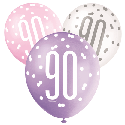 Glitz Pink & Silver Birthday Balloons