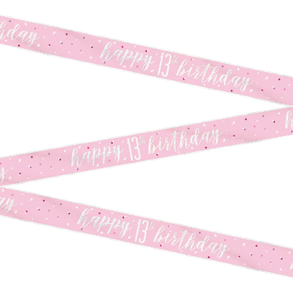 Glitz Pink & Silver Birthday Banner