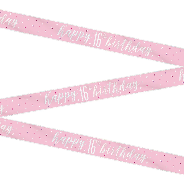 Glitz Pink & Silver Birthday Banner