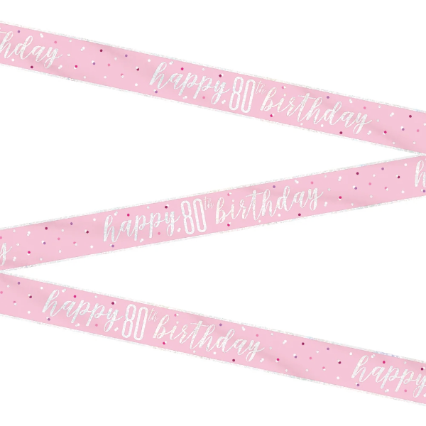 Glitz Pink & Silver Birthday Banner