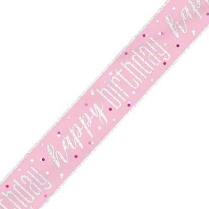 Glitz Pink & Silver Birthday Banner