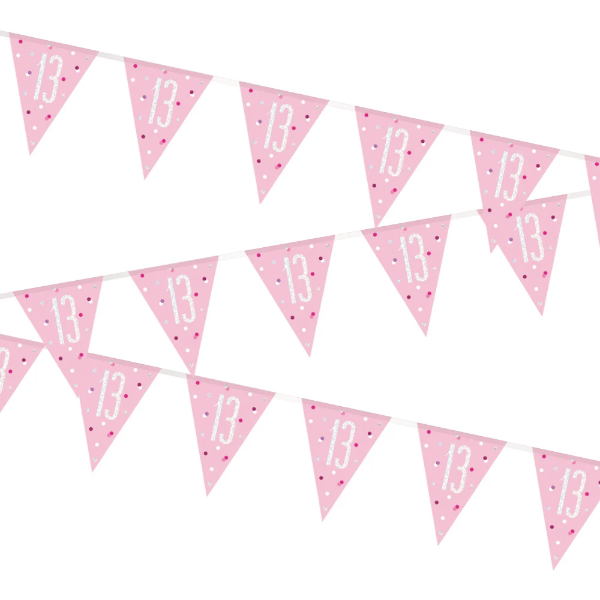 Glitz Pink & Silver Birthday Bunting